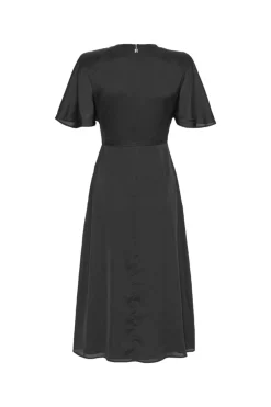 Kjole<ROTATE Chiffon Midi Dress Kjole Sort