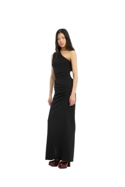 Kjole<ROTATE Draped One Shoulder Dress Kjole Sort