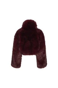 Jakke<ROTATE Faux Fur Crop Jacket Jakke Burgunder