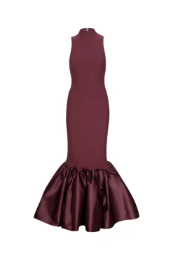 Kjole<ROTATE Fitted Maxi Dress Kjole Burgunder