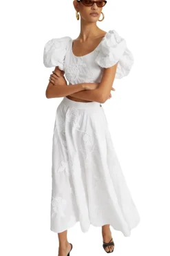 Skjørt<ROTATE Flower Maxi Skirt Skjørt Hvit