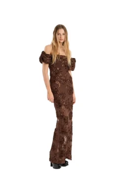 Kjole<ROTATE Flower Mesh Maxi Dress Kjole Brun