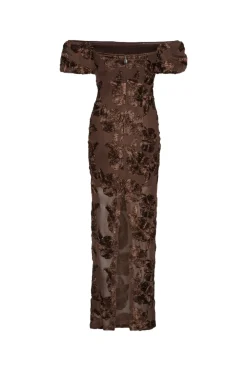 Kjole<ROTATE Flower Mesh Maxi Dress Kjole Brun