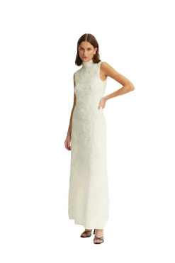 Kjole<ROTATE Flower Mesh Maxi Dress Kjole Off-White