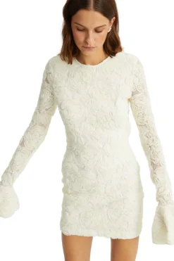 Kjole<ROTATE Flower Mesh Mini Dress Kjole Off-White