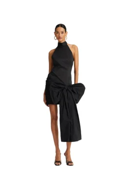 Kjole<ROTATE Satin Bow Dress Kjole Sort