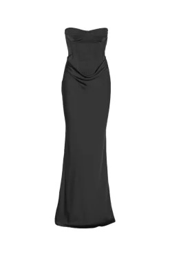 Kjole<ROTATE Satin Corset Maxi Dress Kjole Sort