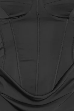 Kjole<ROTATE Satin Corset Maxi Dress Kjole Sort