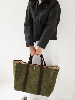 Rue De Verneuil|Veske<Rue de Verneuil Traversée XL Hunting Tweed Kaki Veske Grønn Mønster