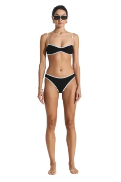 Badetøy<Seaquelle Ribbed Bikini Bottom Badetøy Sort Og Hvit
