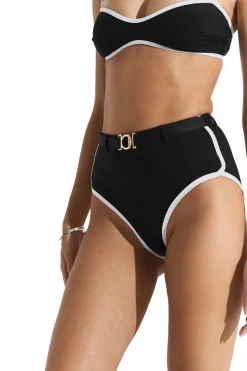 Badetøy<Seaquelle Ribbed Bikini Top Badetøy Sort Og Hvit