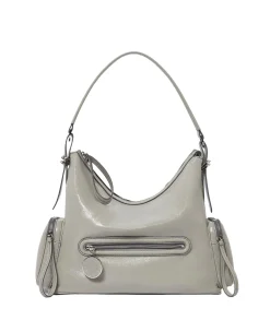 Stella Mccartney|Veske<Stella McCartney Dartmoor Shoulder Bag Cracked Patent Veske Lysegrå