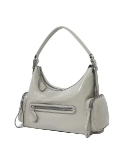 Stella Mccartney|Veske<Stella McCartney Dartmoor Shoulder Bag Cracked Patent Veske Lysegrå
