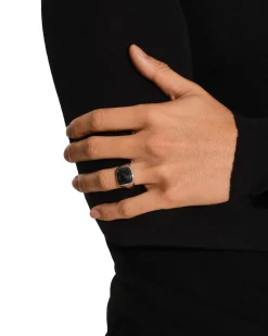 Tom Wood<Tom Wood Cushion Black Larvikite Ring Sølv
