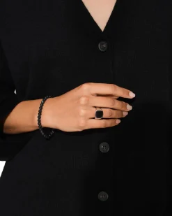 Tom Wood<Tom Wood Cushion Larvikite Ring Sølv / Sort