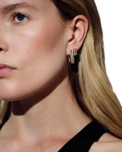 Tom Wood<Tom Wood Step Huggies Duo CZ Øredobber Sølv Og Gull