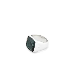Tom Wood<Tom Wood The Cushion Green Marble Ring Sølv