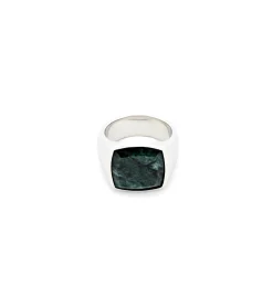 Tom Wood<Tom Wood The Cushion Green Marble Ring Sølv