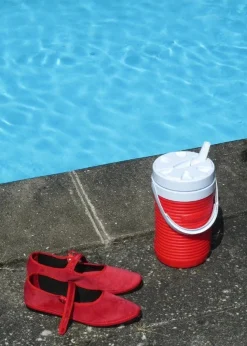 Sko<Yori Jomo Mary Jane Flats Velluto Sko Rød