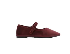 Sko<Yori Jomo Mary Jane Flats Velluto Sko Burgunder